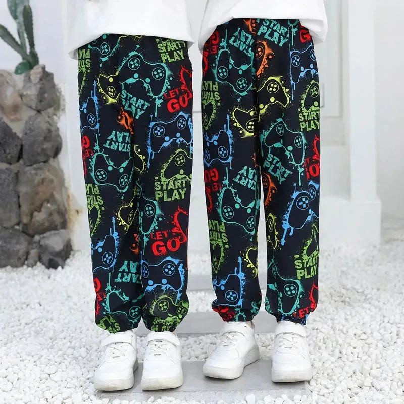 2-10Y New Summer Children Pants Anti-mosquito Pants Boys Printed Girls Harem Pants Kids Joggers Teenager Trousers Baby Clothing