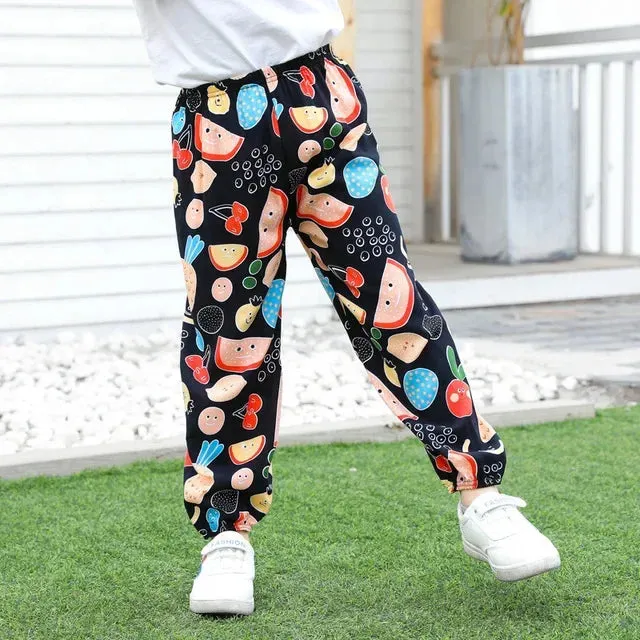 2-10Y New Summer Children Pants Anti-mosquito Pants Boys Printed Girls Harem Pants Kids Joggers Teenager Trousers Baby Clothing