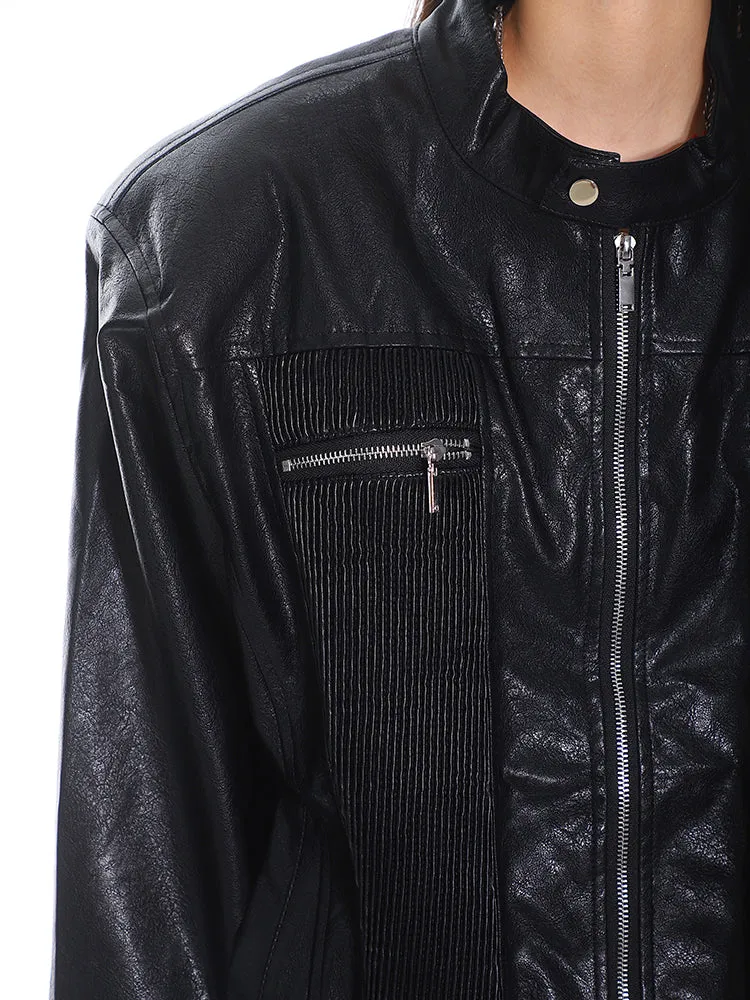 【24s Sep.】Punk Shaped Zippered Leather Biker Jacket