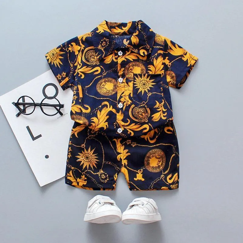 2pcs Fashion Floral Shirt and Shorts Pants