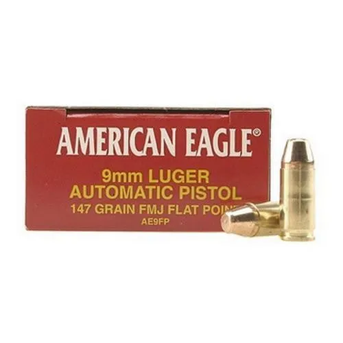 9mm Luger - American Eagle, 147 Grains, Full Metal Jacket, Per 50