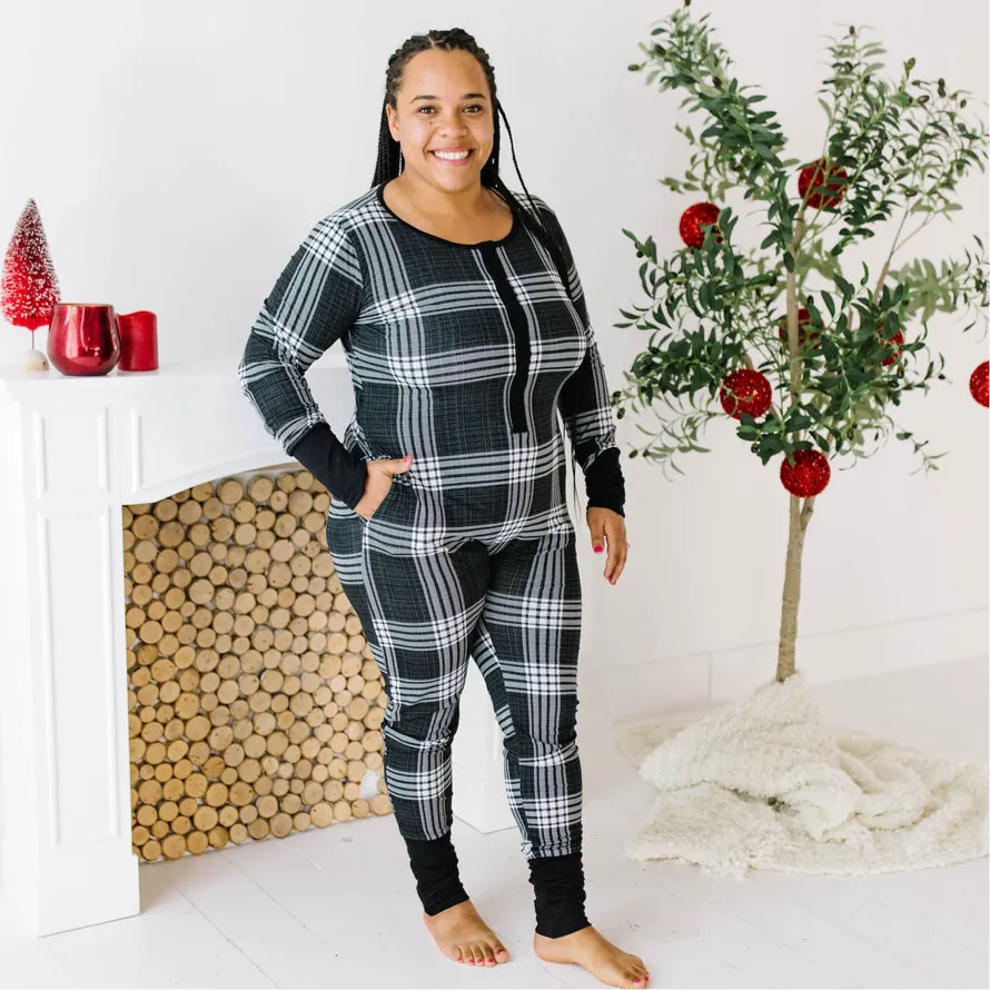 Ain't Mad About Plaid  At Your Leisure Snap Down Adult Romper