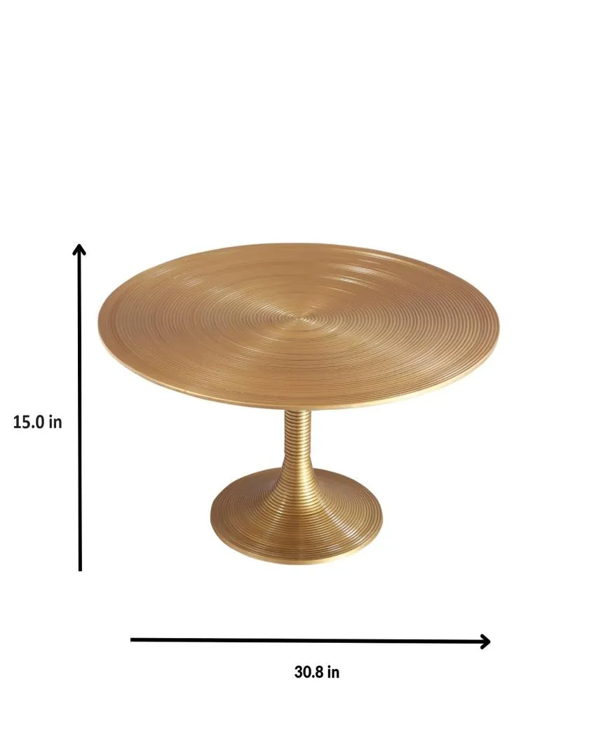 Antique Brass Aluminium Round Table | 15 Inches