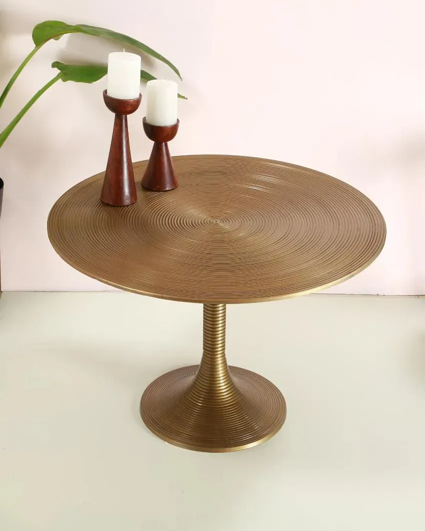 Antique Brass Aluminium Round Table | 15 Inches