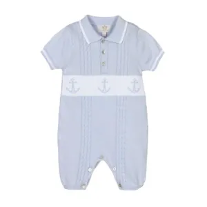 Baby Boys Sky Knitted Anchor Romper