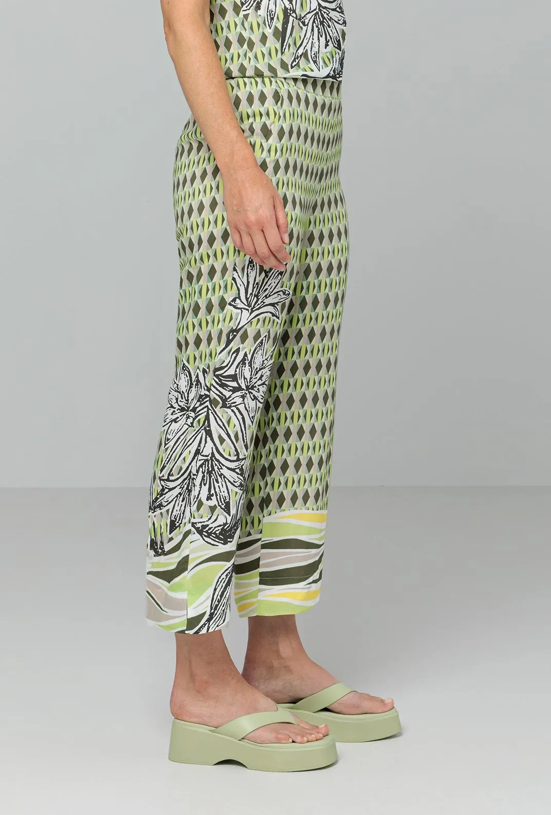 Bianca Parigi Geometric Floral Culottes, Green