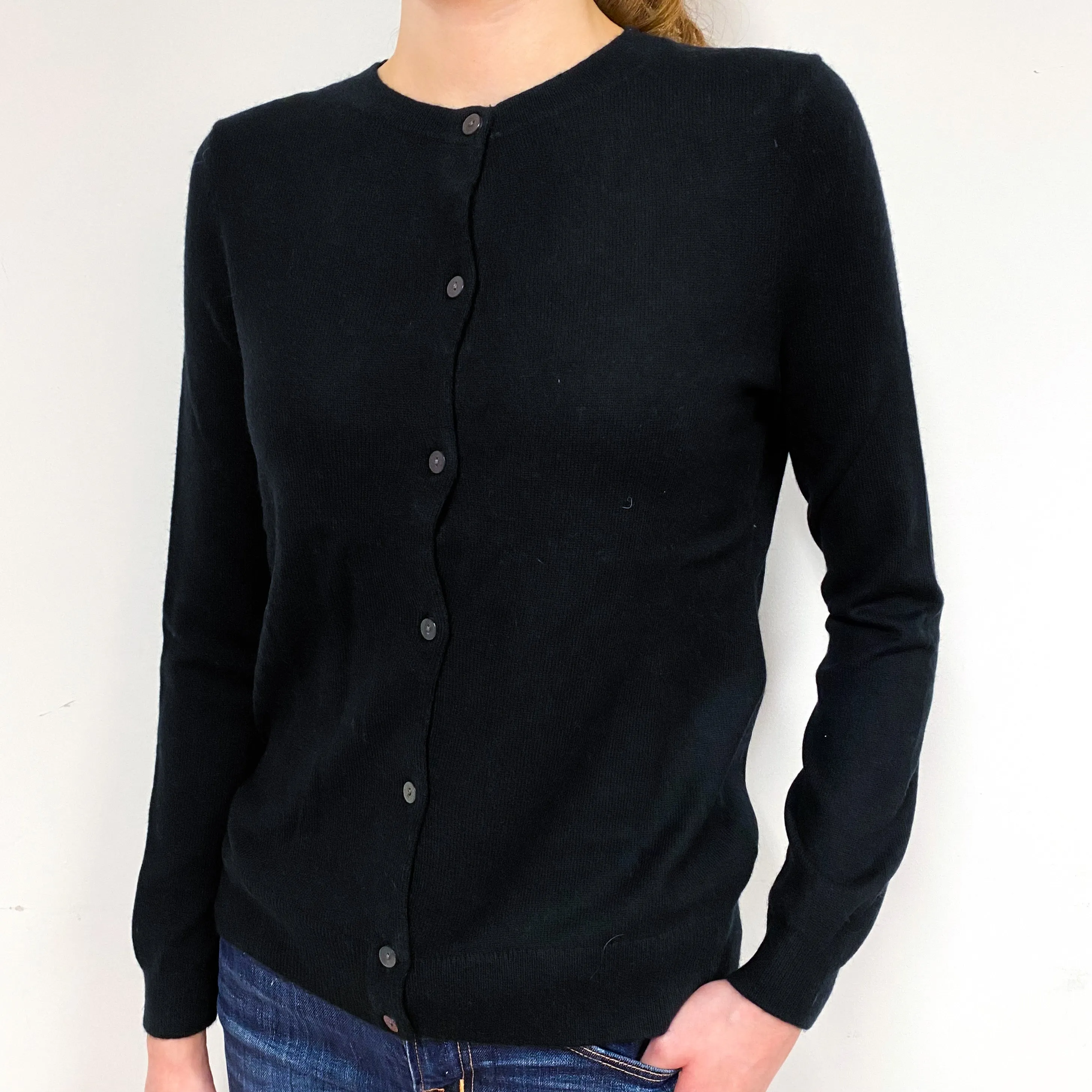 Black Cashmere Crew Neck Cardigan Extra Small