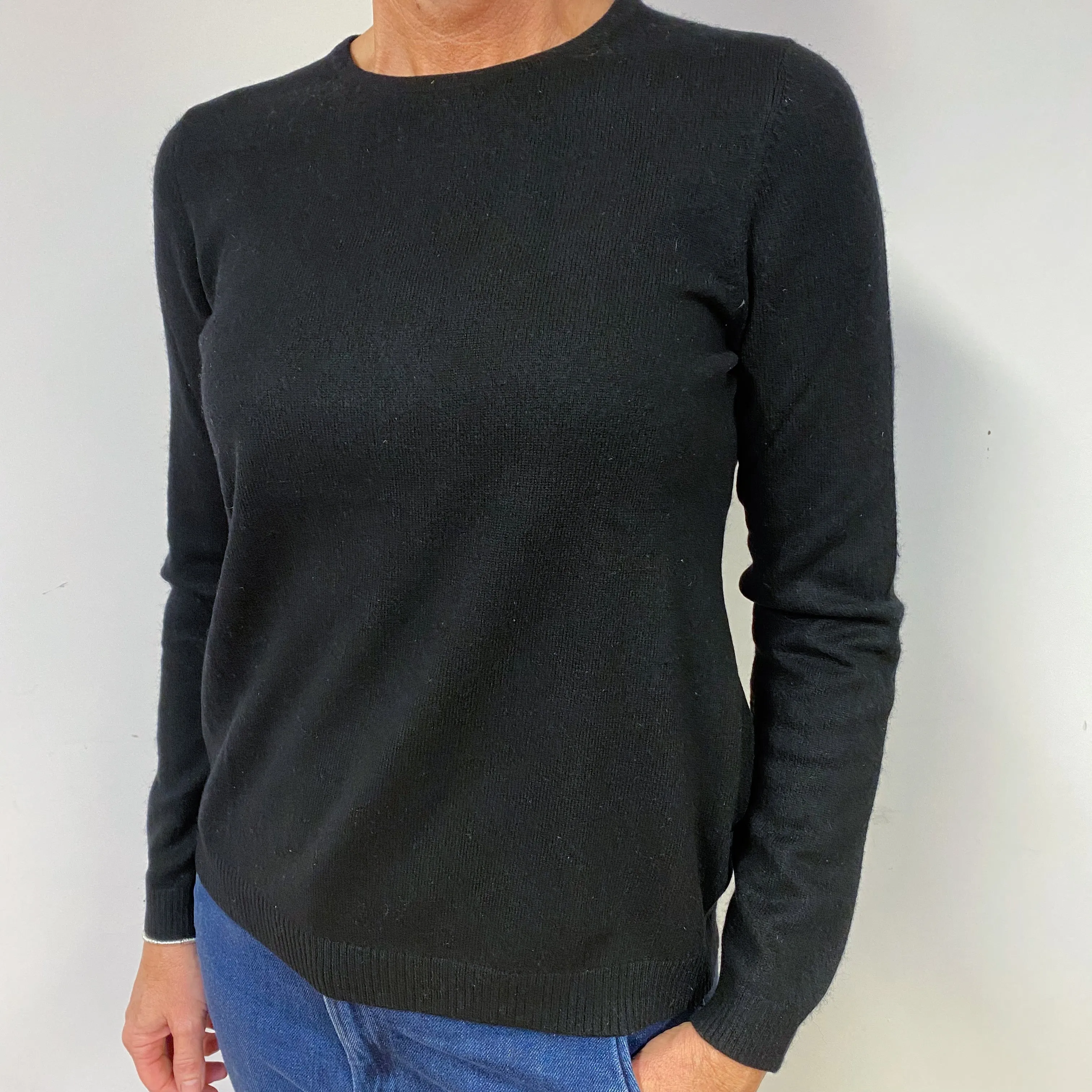 Black Cashmere Crew Neck Jumper Medium