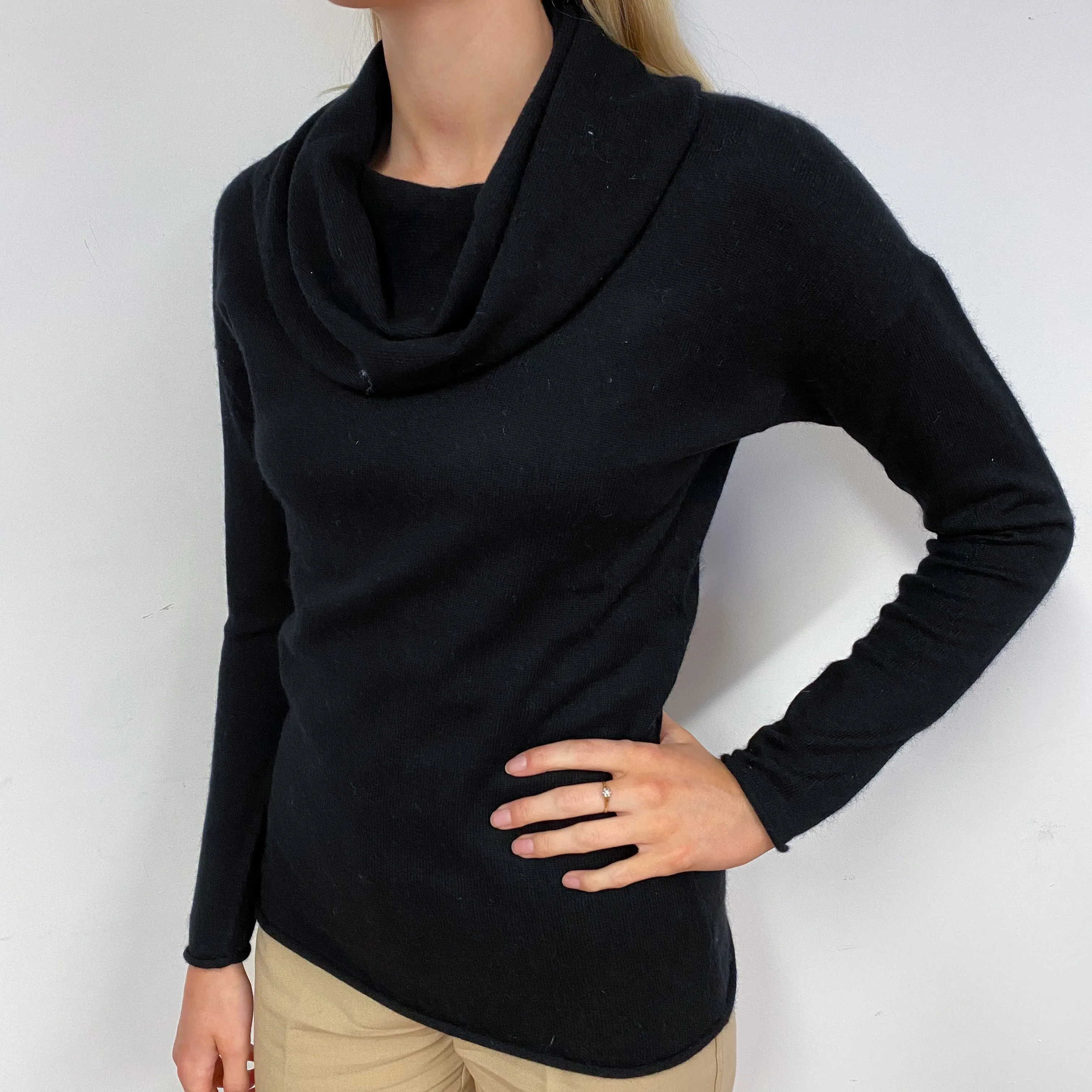 Black Cowl Neck Jumper Small