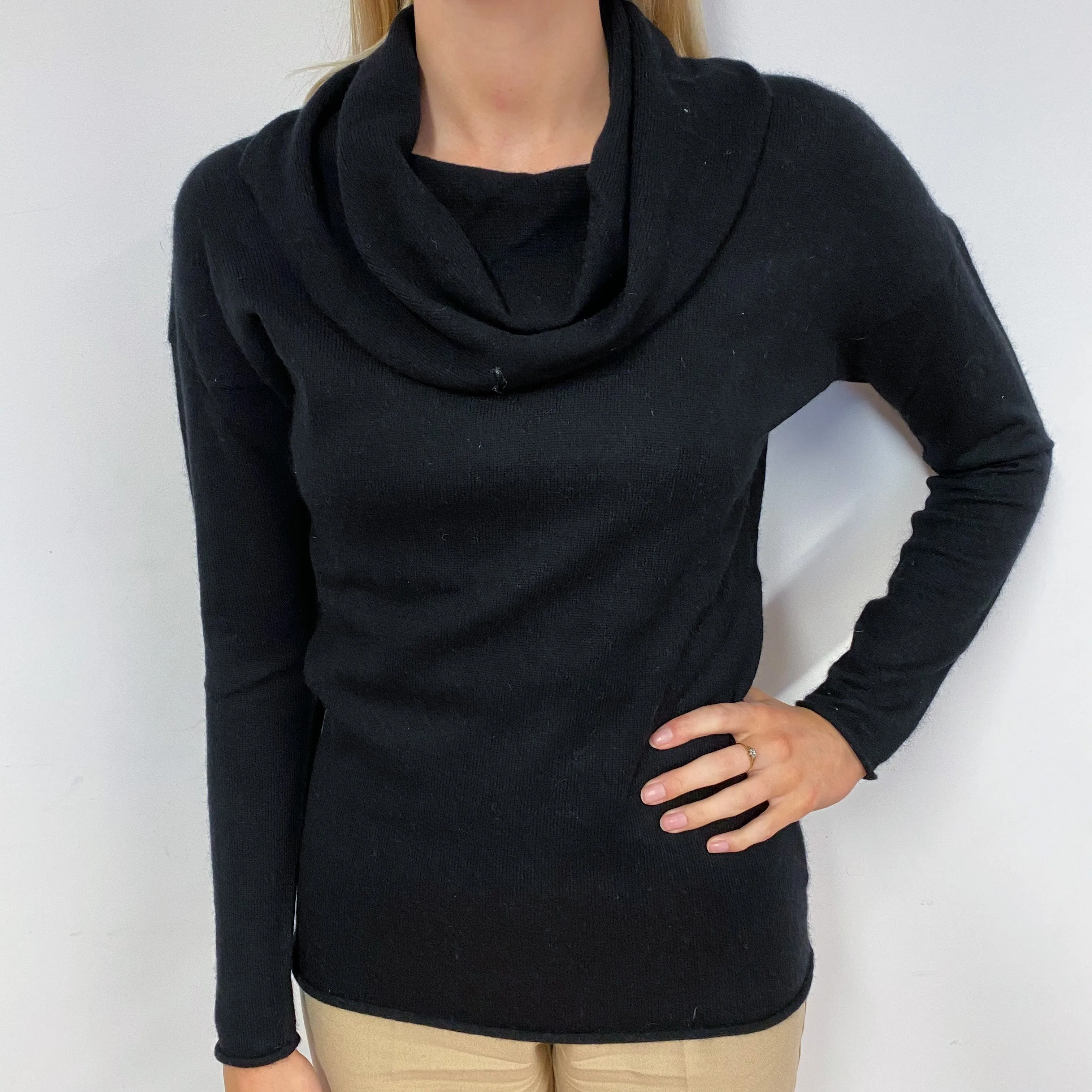 Black Cowl Neck Jumper Small