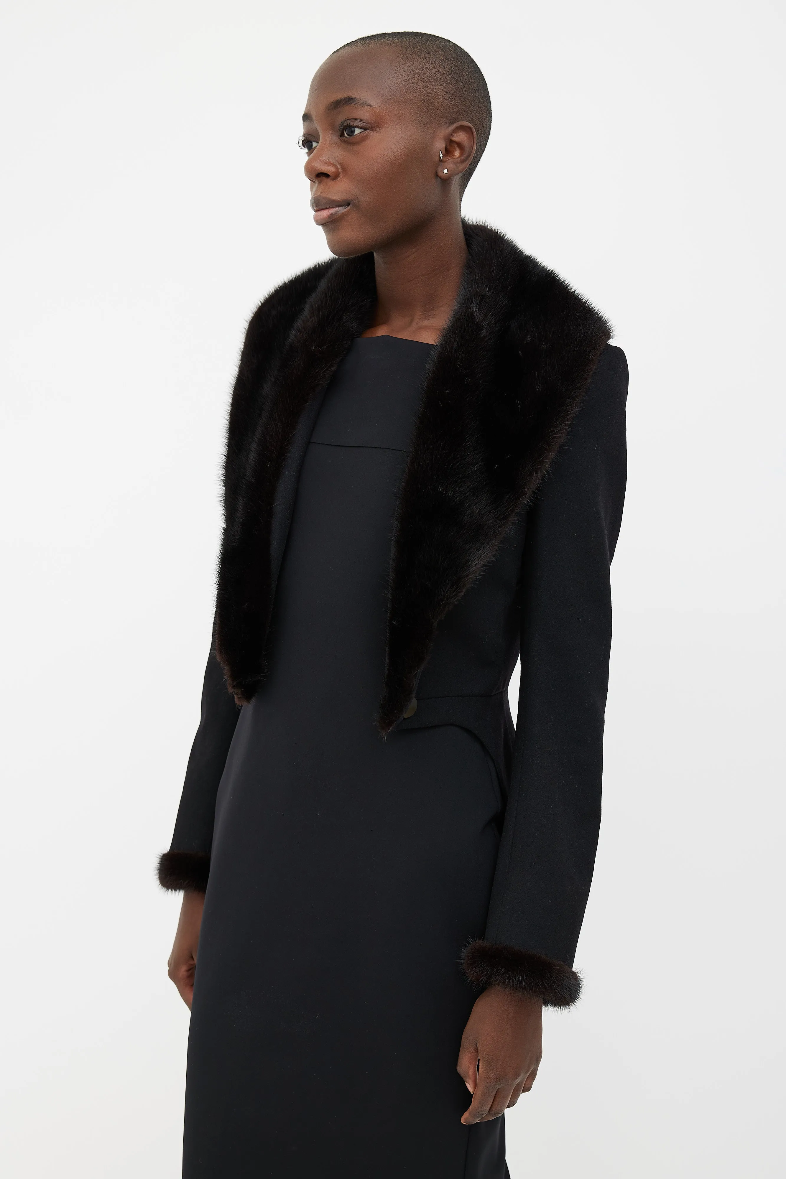 Black Fur Collar Tail Coat