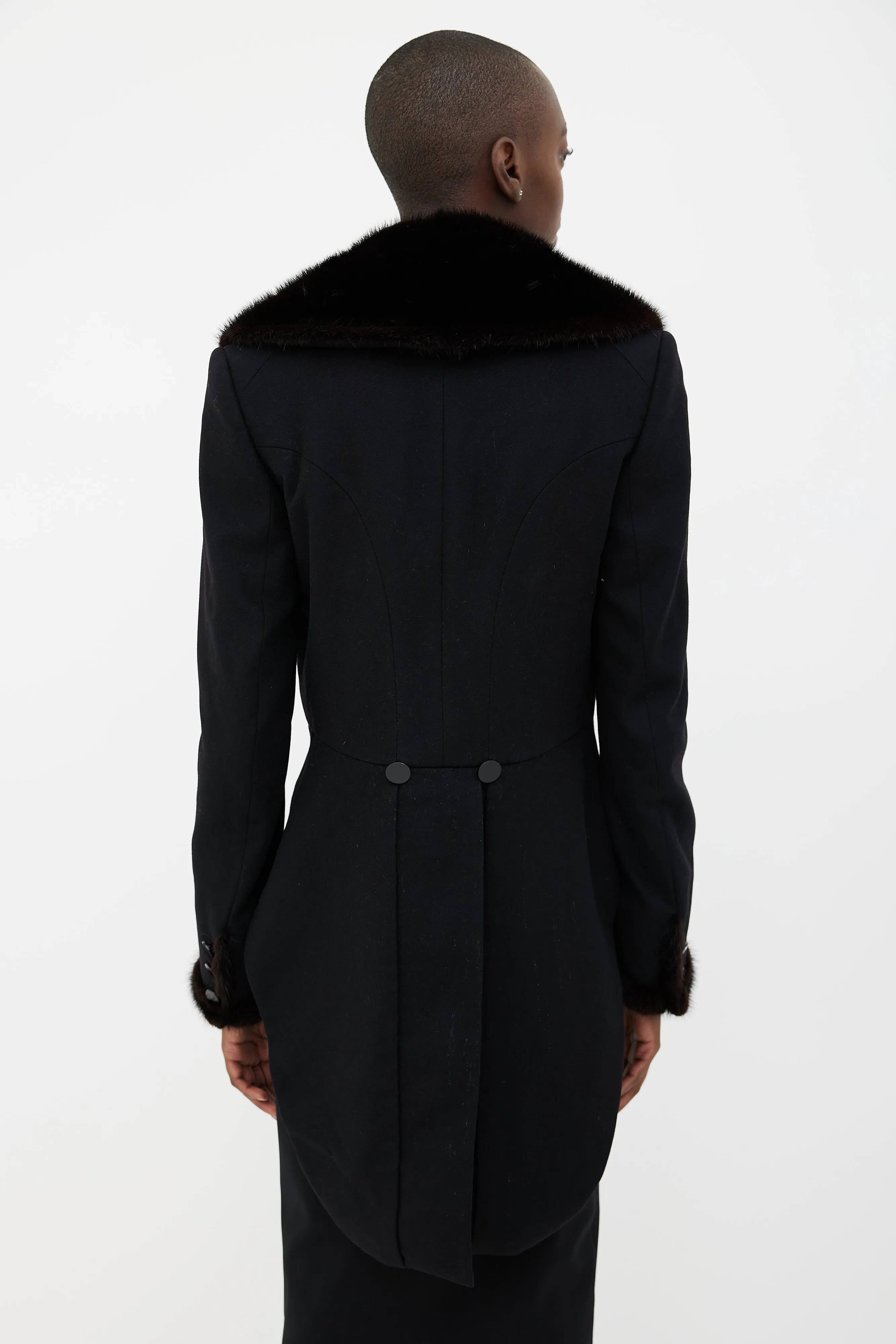 Black Fur Collar Tail Coat