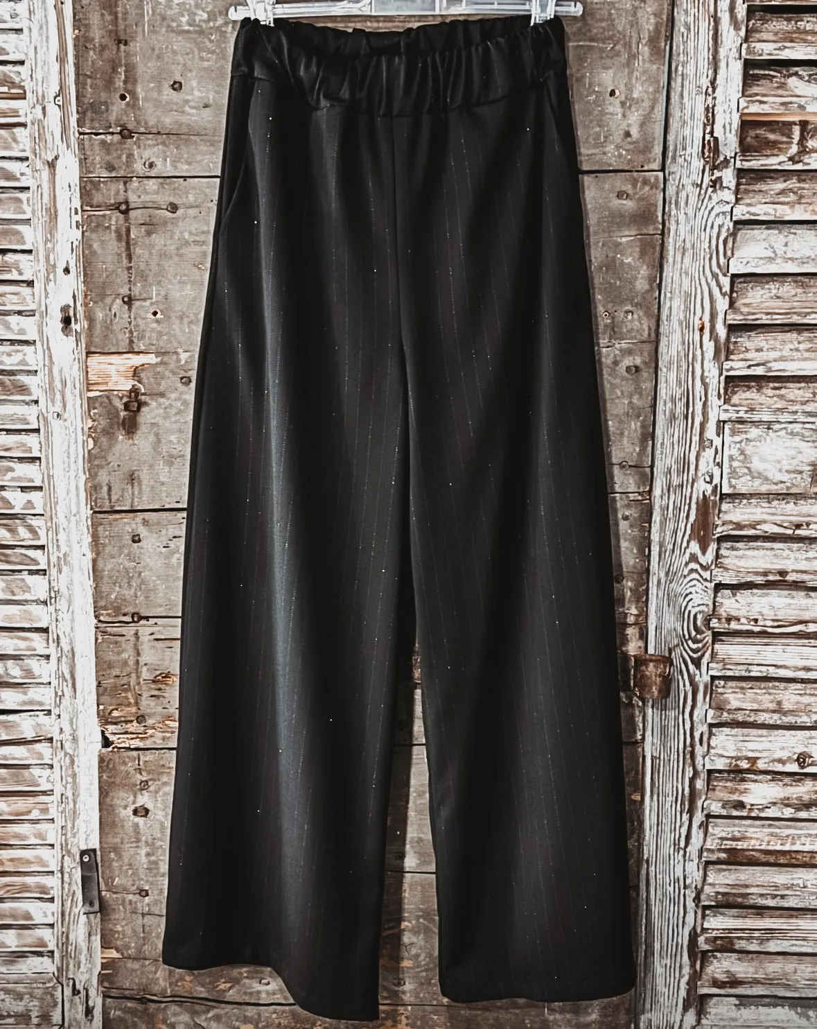 Black glitter pinstripe palazzo pants *NEW*