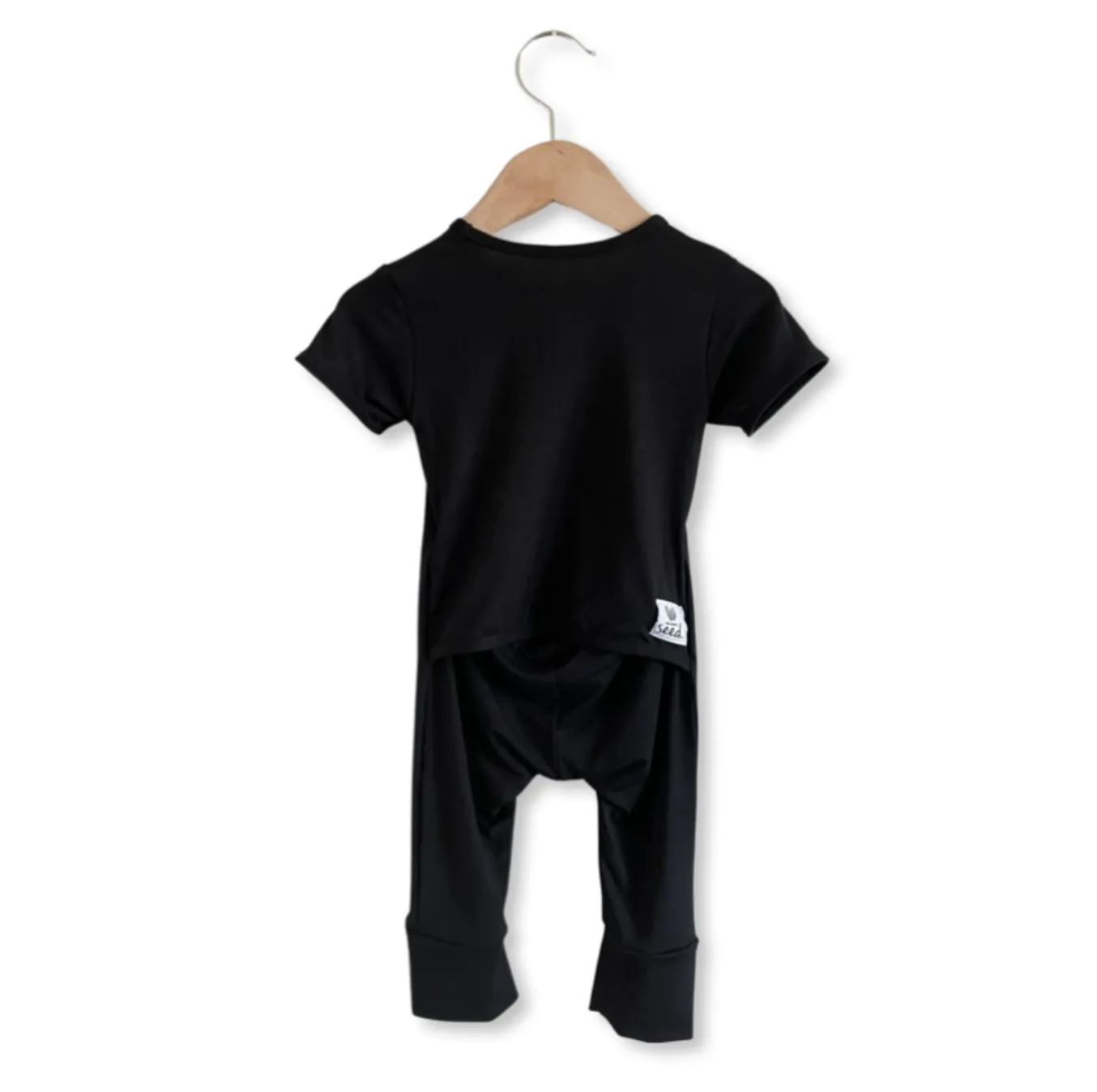 Black Mini Ribbed Short Long Romper