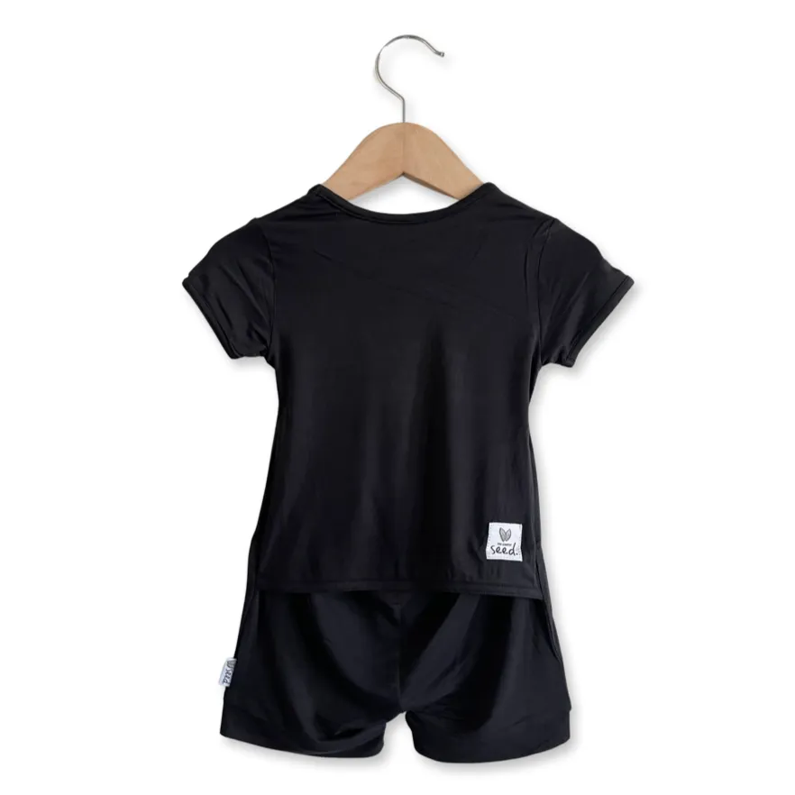 Black Mini Ribbed Shorty Romper