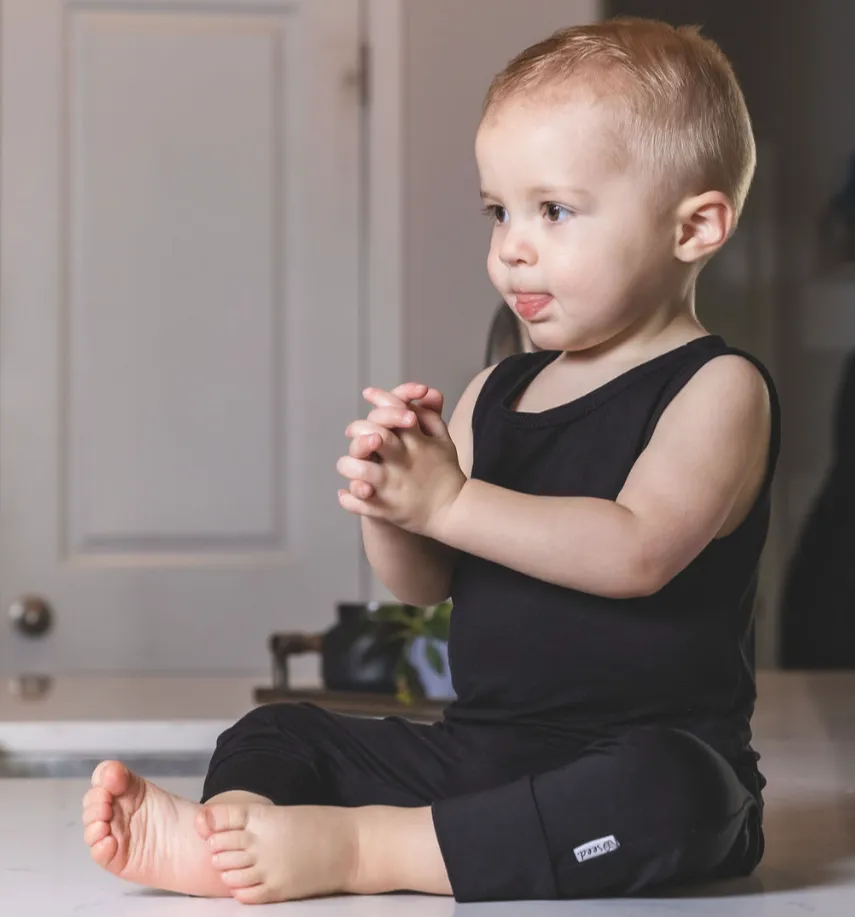 Black Mini Ribbed Sleeveless Romper