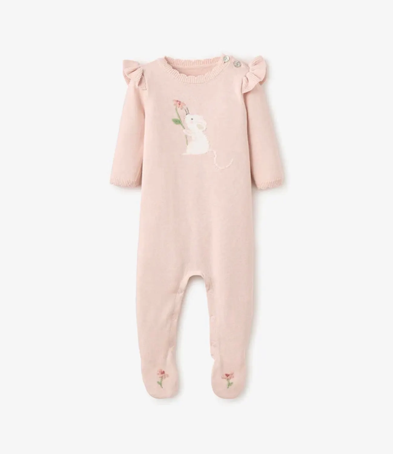 Blush Meadow Mouse Knit Footed Jumper by Elegant Baby