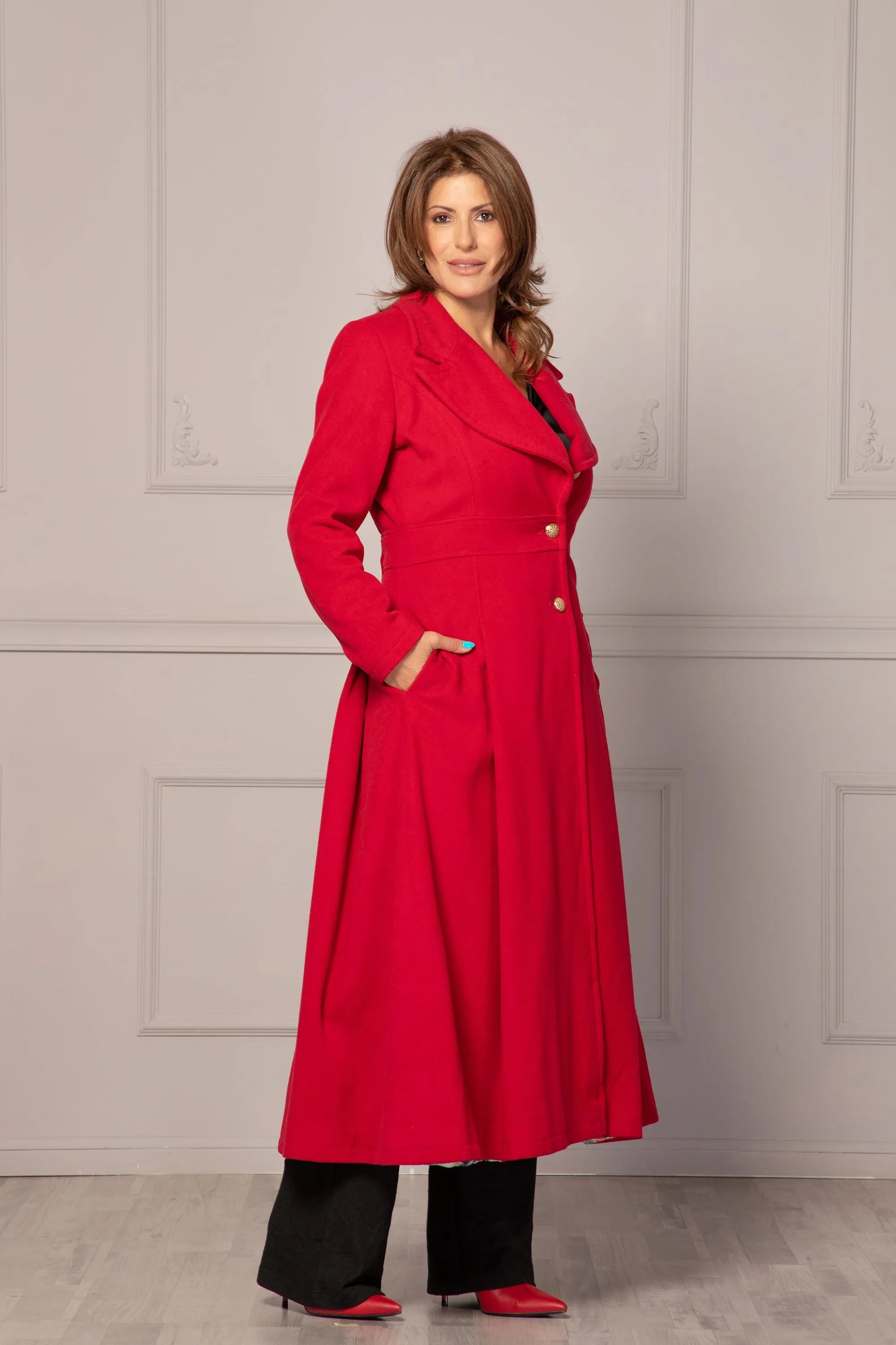 BRIGHT RED MAXI COAT