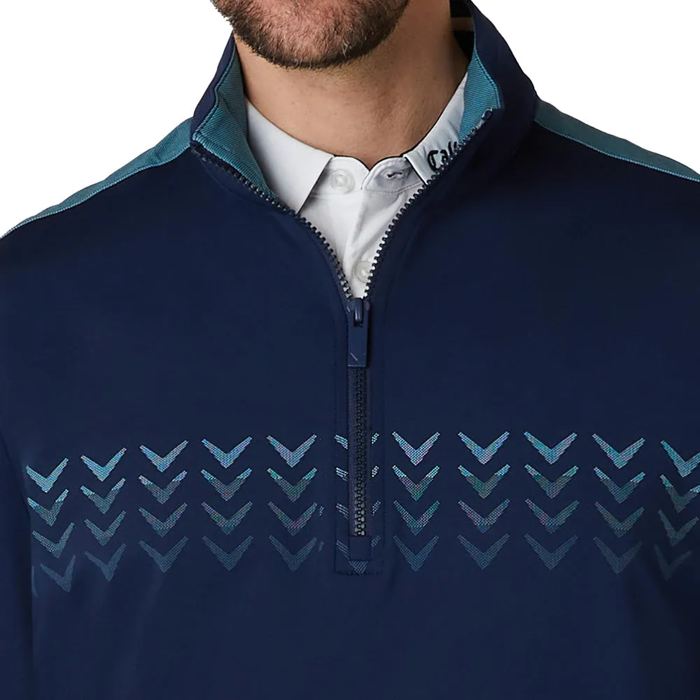 Callaway 1/4 Zip Block Chev Pullover - Peacoat