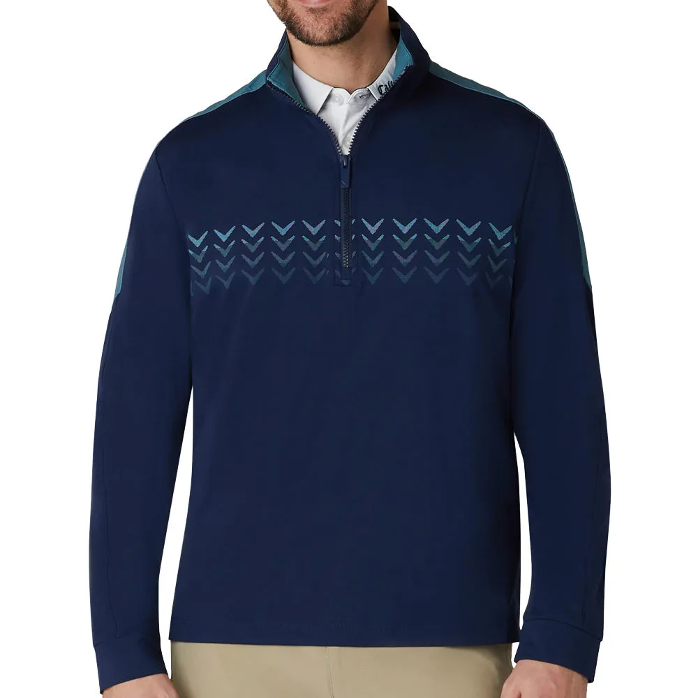 Callaway 1/4 Zip Block Chev Pullover - Peacoat