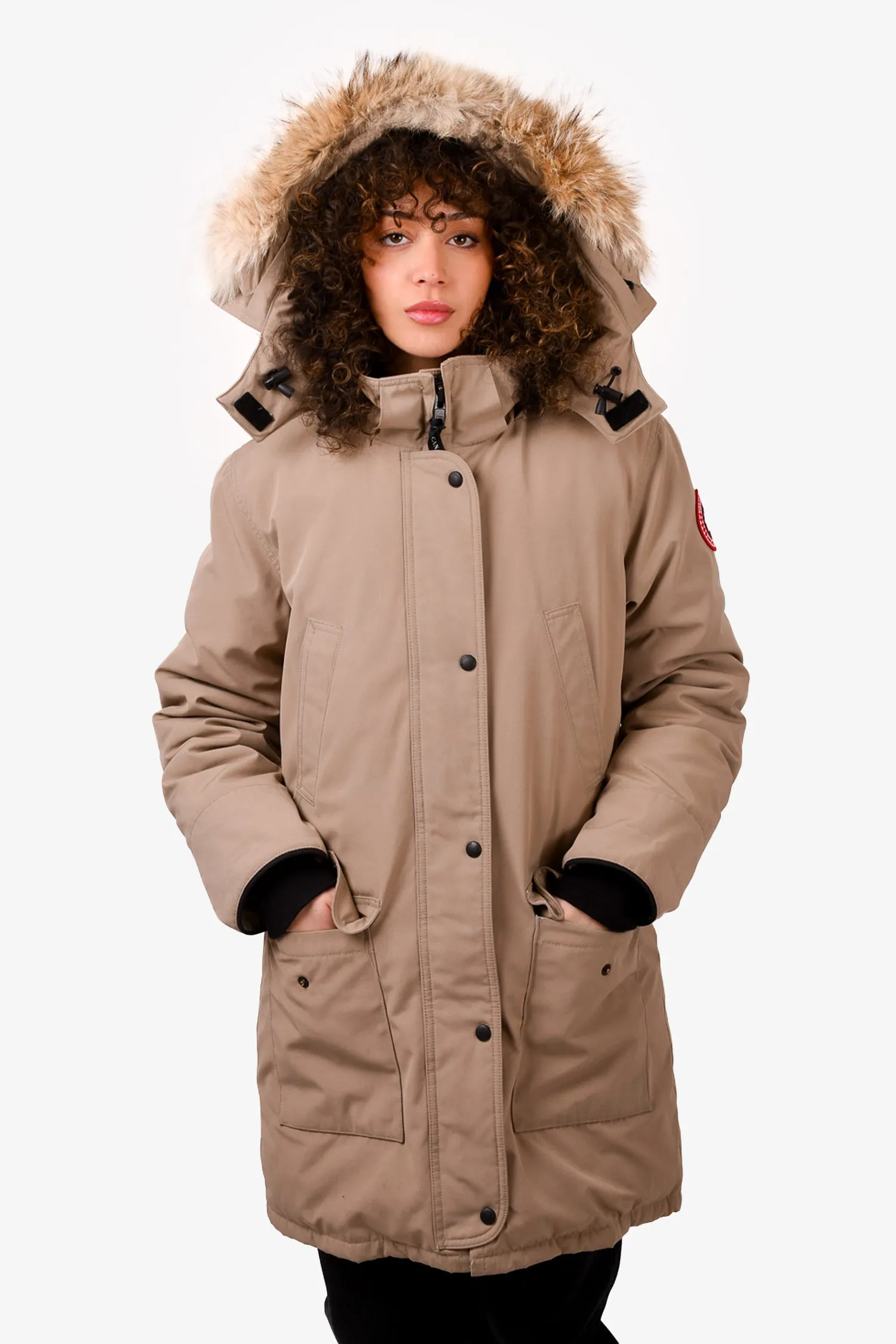 Canada Goose Beige Fur Hooded Trillium Parka Down Coat Size M