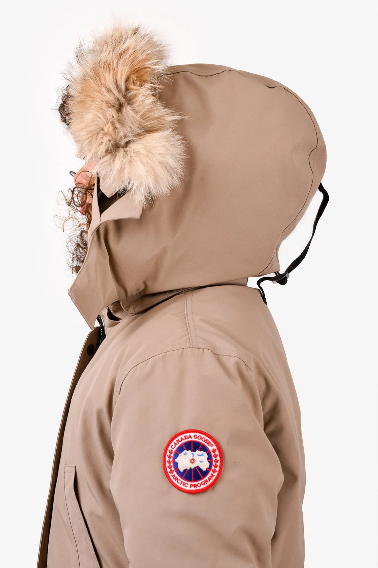 Canada Goose Beige Fur Hooded Trillium Parka Down Coat Size M