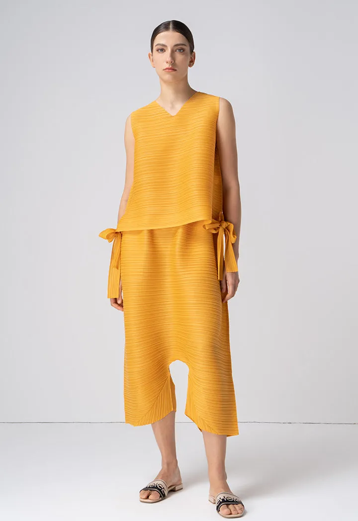 Choice Pleated Culottes Trousers Mustard