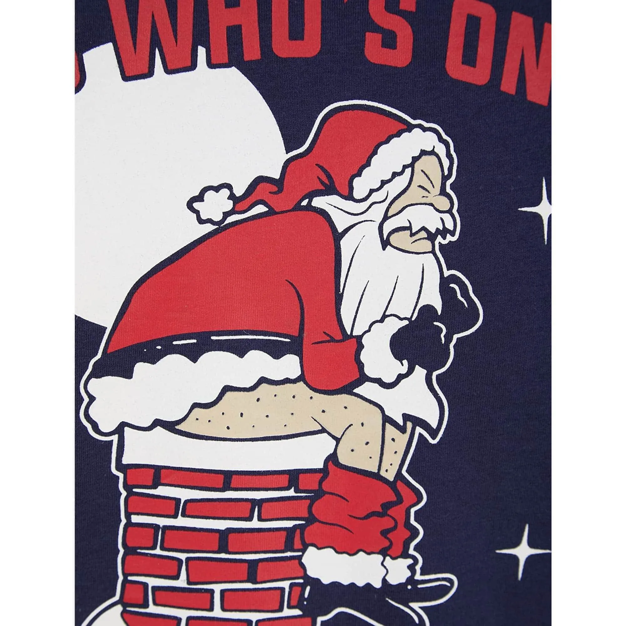 Christmas Santa Chimney Mens Christmas Short Sleeve Top - Navy