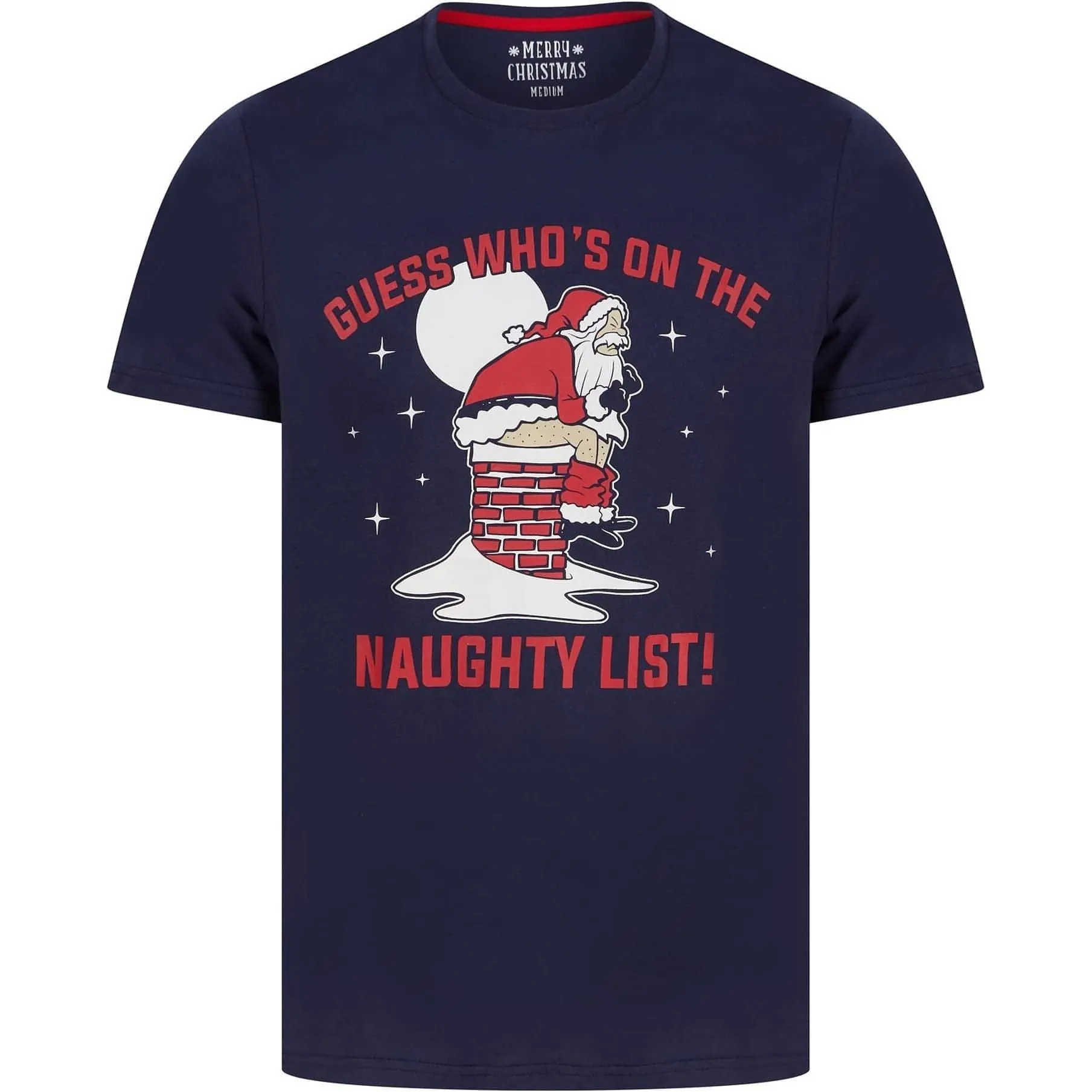 Christmas Santa Chimney Mens Christmas Short Sleeve Top - Navy