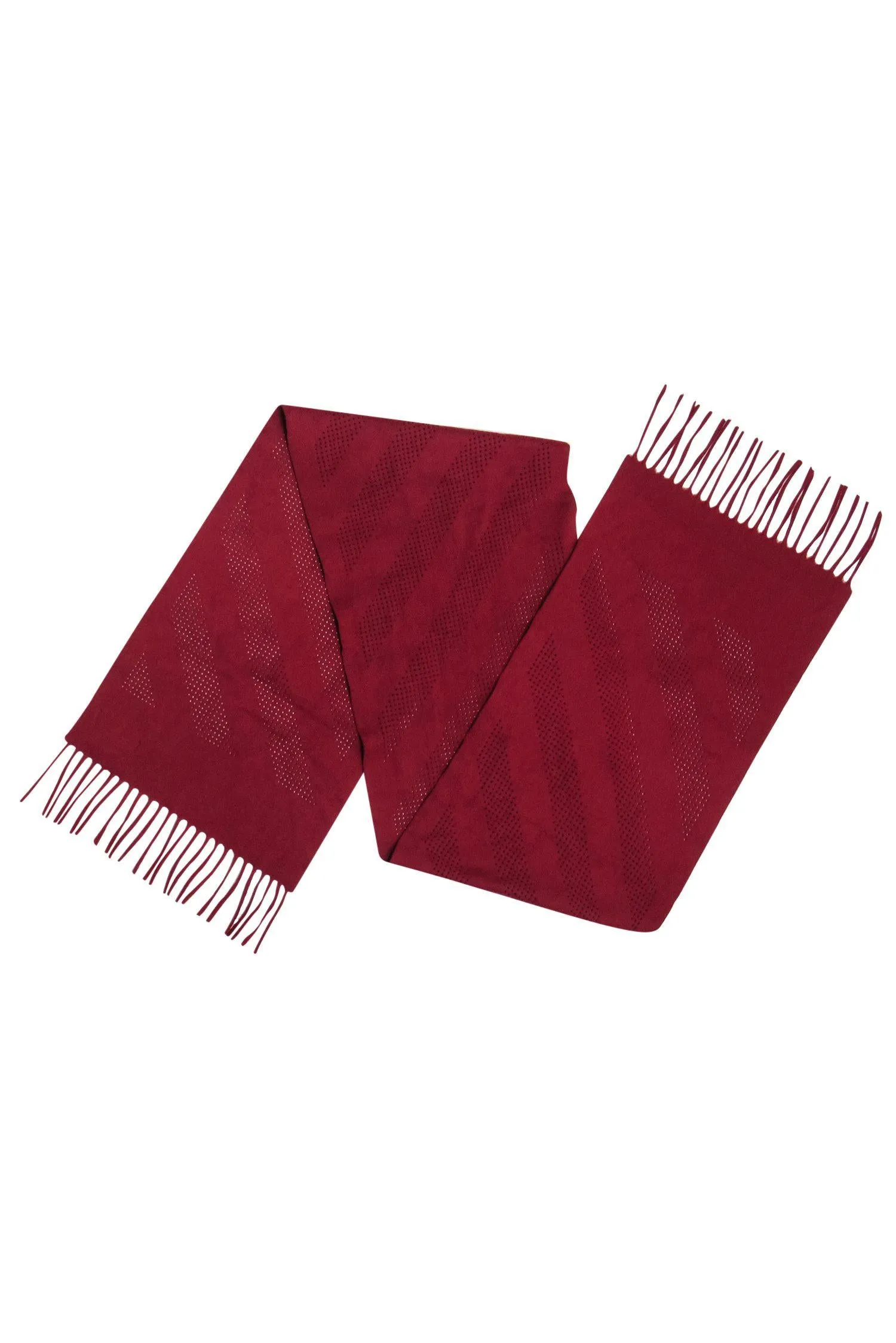 Colombo - Red Cashmere Scarf w/ Perforated Trim & Fringe