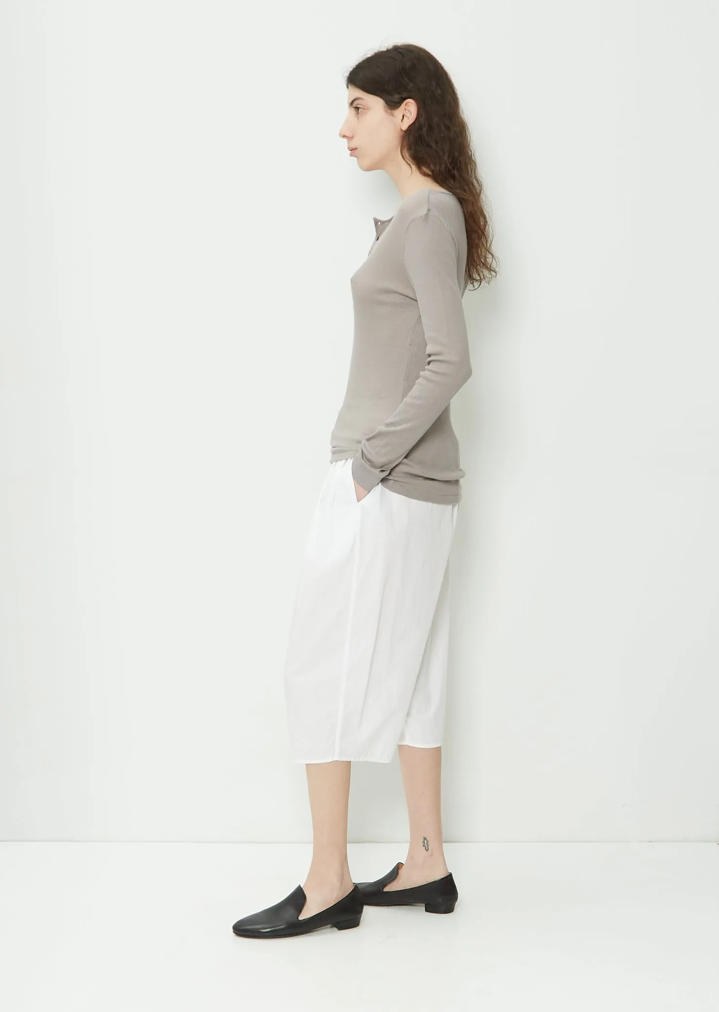 Cotton Cashmere Henley Tee — Silver Grey