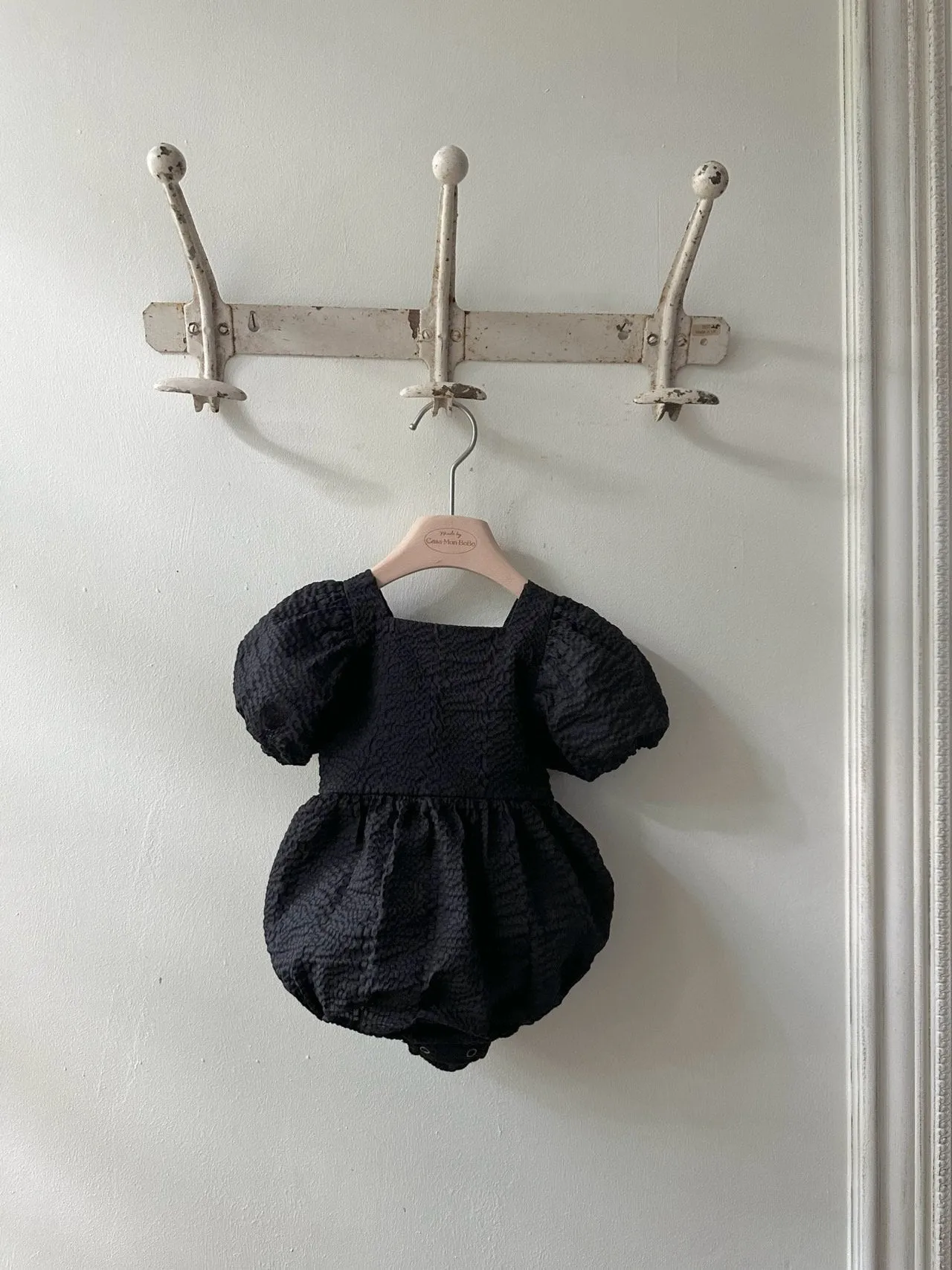 Cotton Ripple Romper _Black