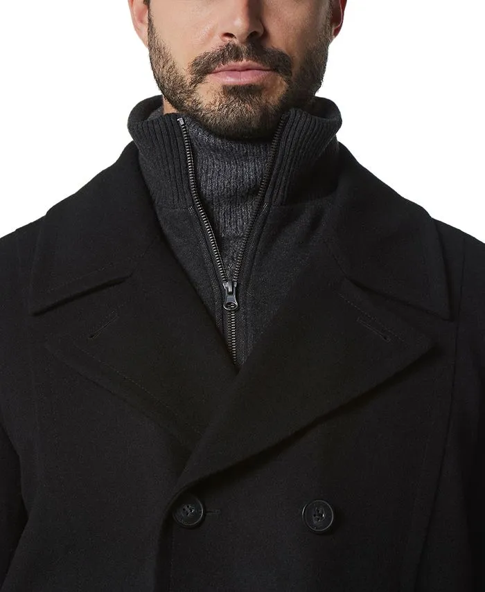 Danton Men's Peacoat with Bib with Marc New York Insert, Black