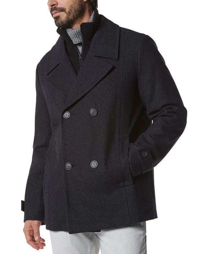 Danton Men's Peacoat with Bib with Marc New York Insert, Gray