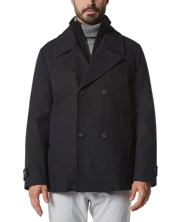 Danton Men's Peacoat with Bib with Marc New York Insert, Gray