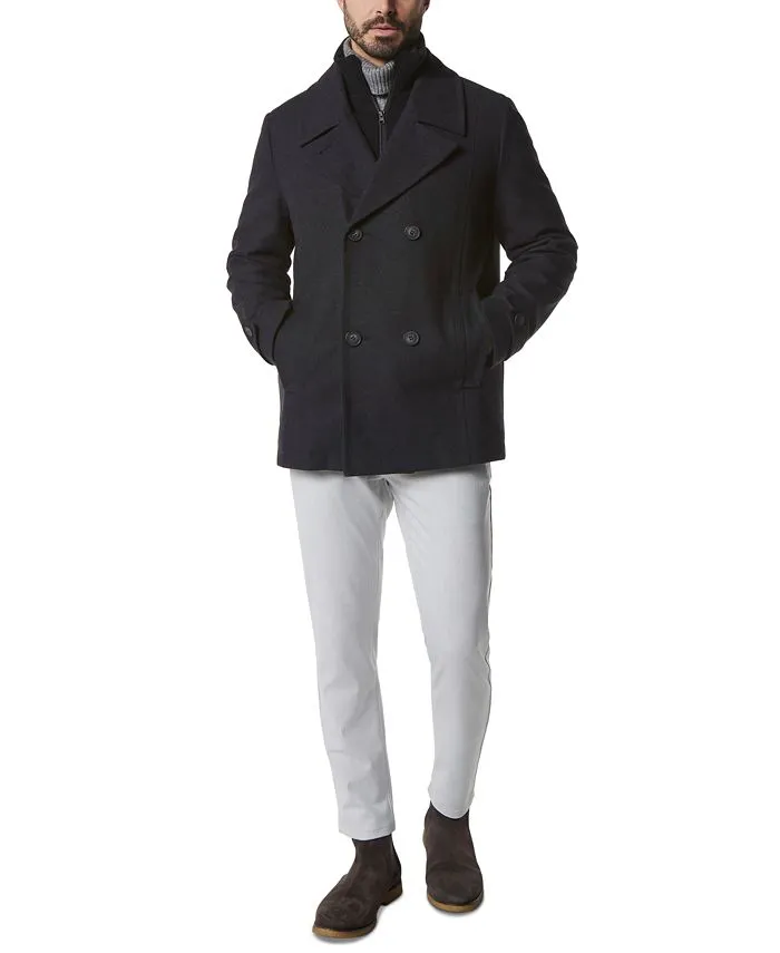 Danton Men's Peacoat with Bib with Marc New York Insert, Gray