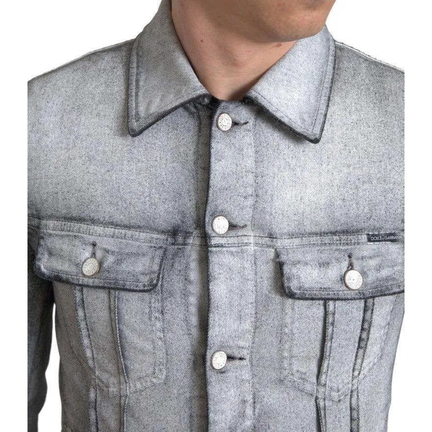 Dolce & Gabbana Elegant Gray Cotton Stretch Denim Jacket