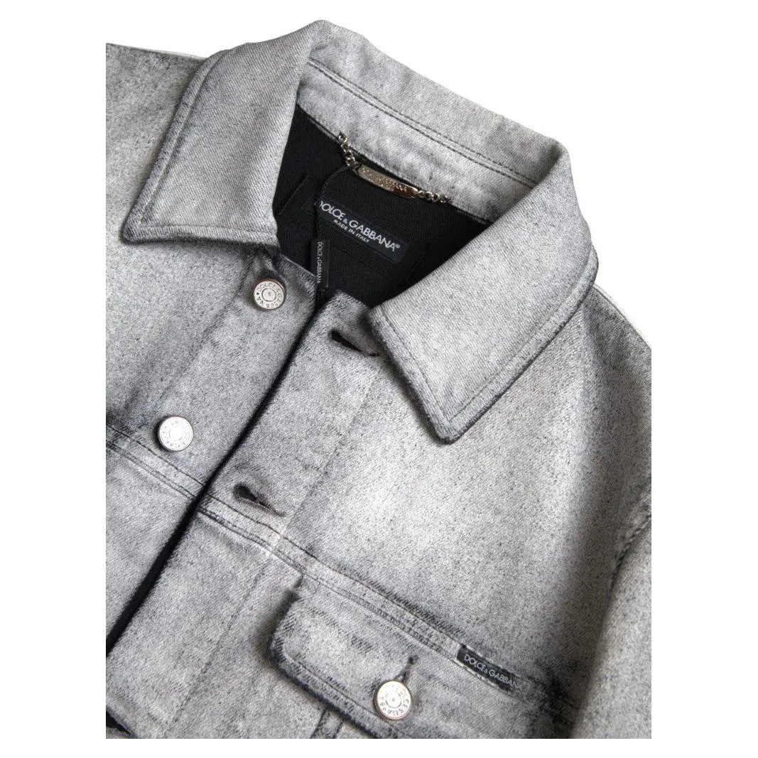 Dolce & Gabbana Elegant Gray Cotton Stretch Denim Jacket