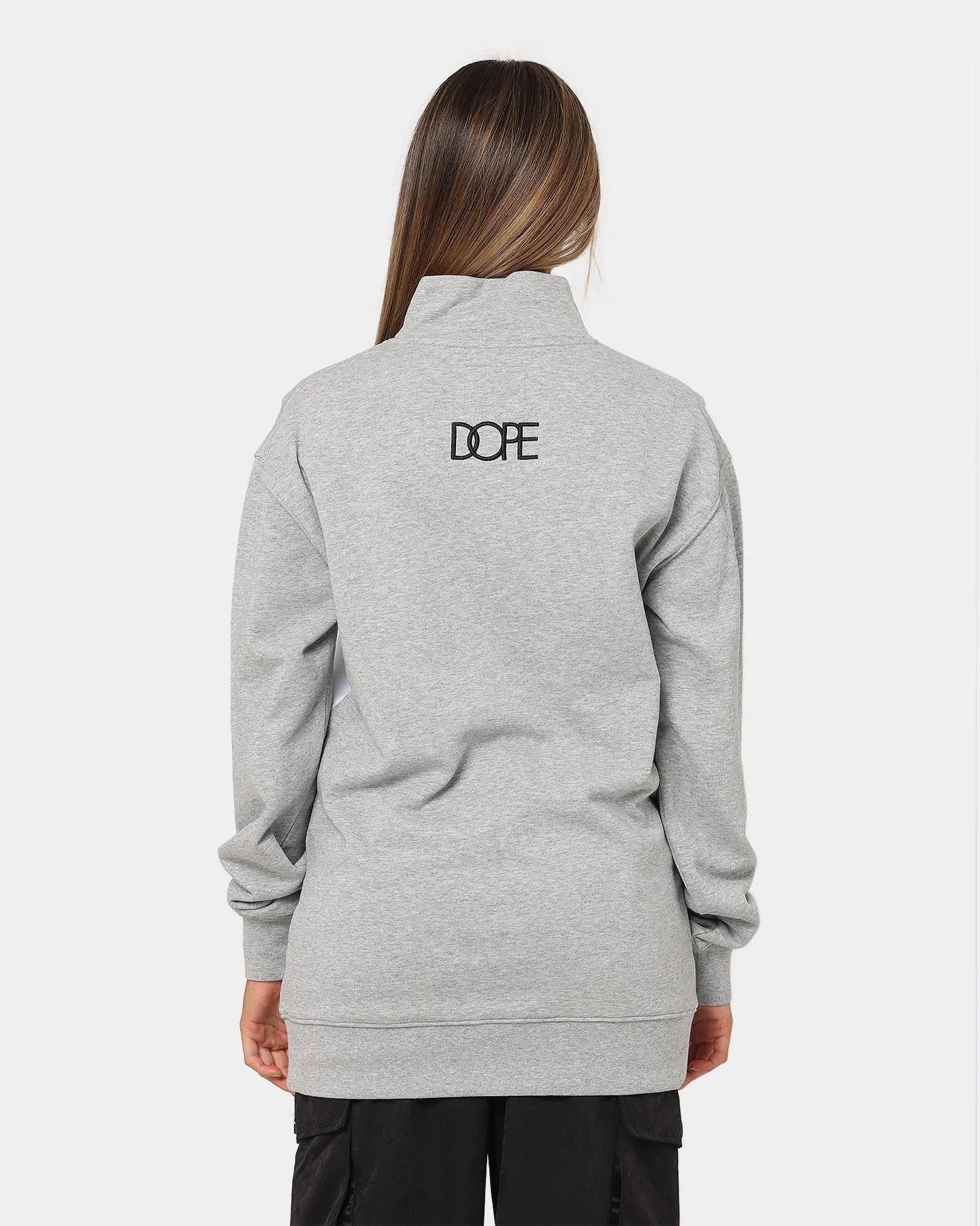 DOPE Panel Zip Crewneck Grey Marle/White