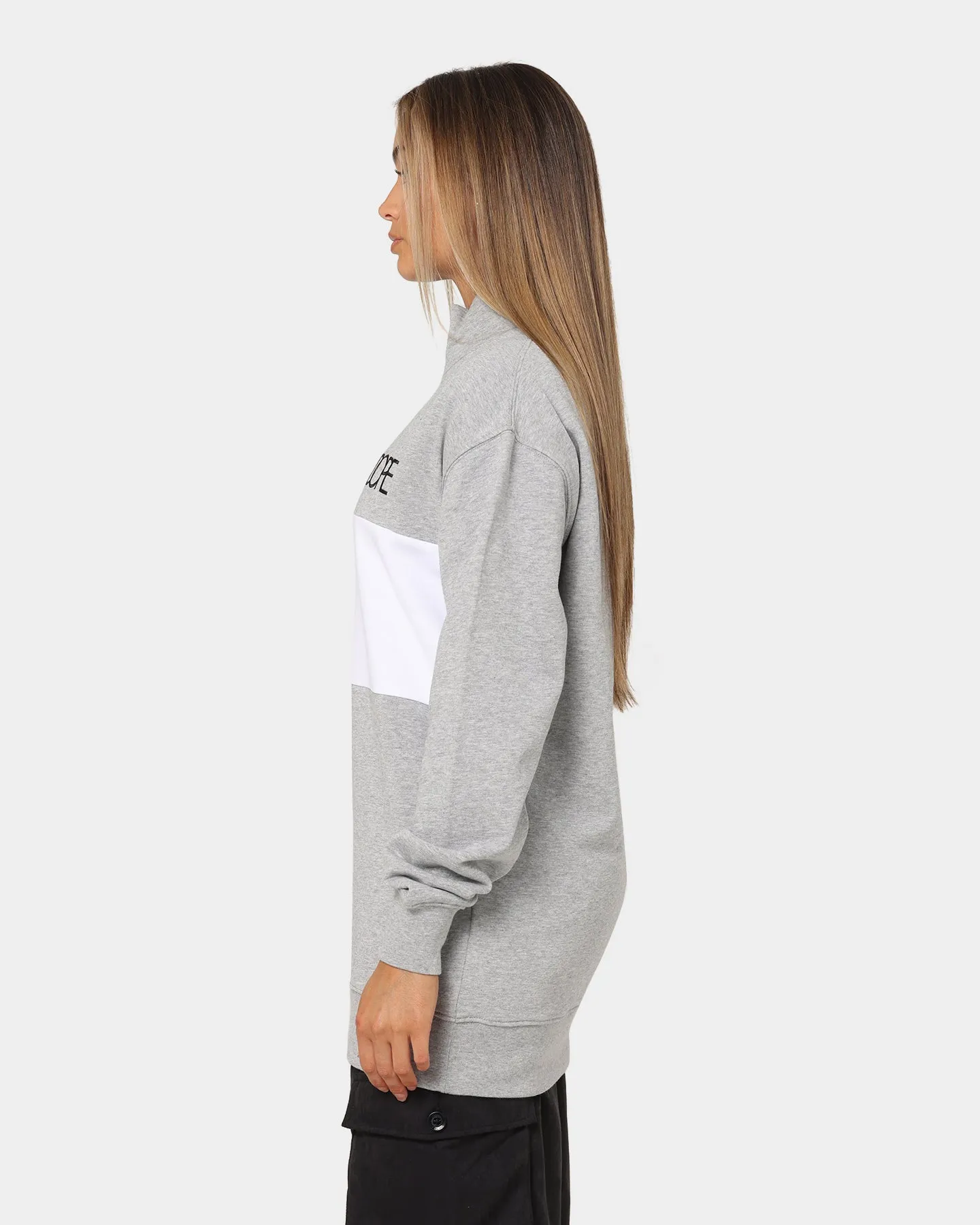 DOPE Panel Zip Crewneck Grey Marle/White