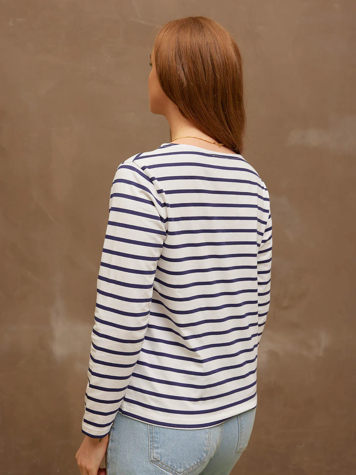 Eva - Stripe Top - Navy/White