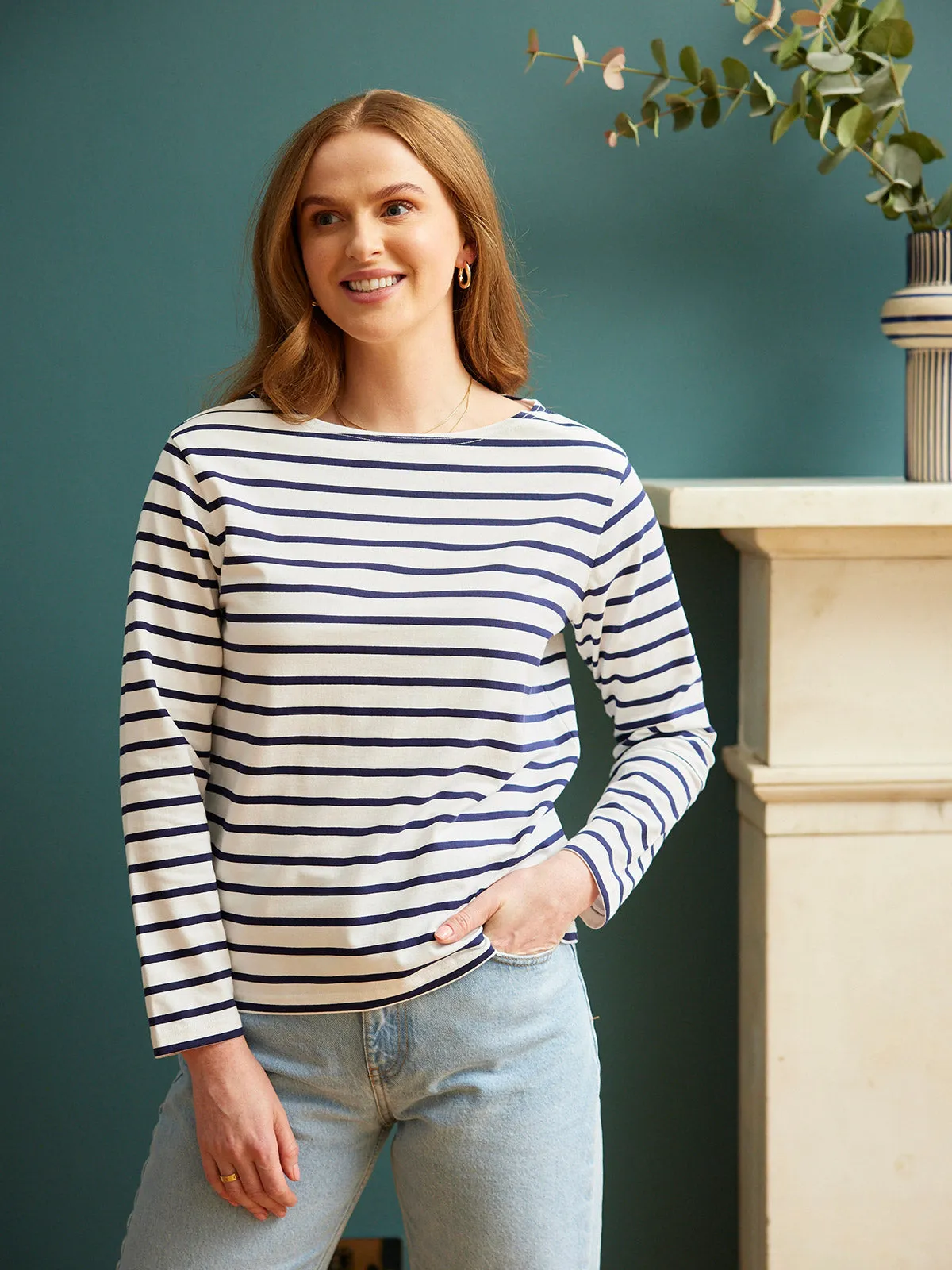 Eva - Stripe Top - Navy/White