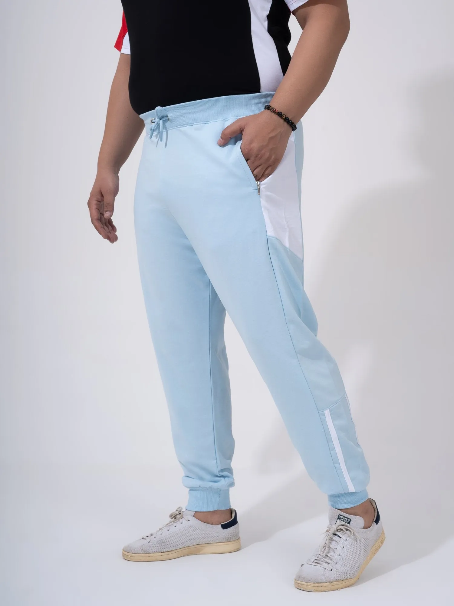 Florida Ice Blue Color Block Plus Size Jogger