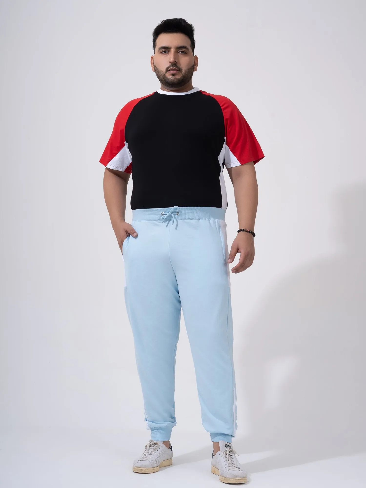 Florida Ice Blue Color Block Plus Size Jogger