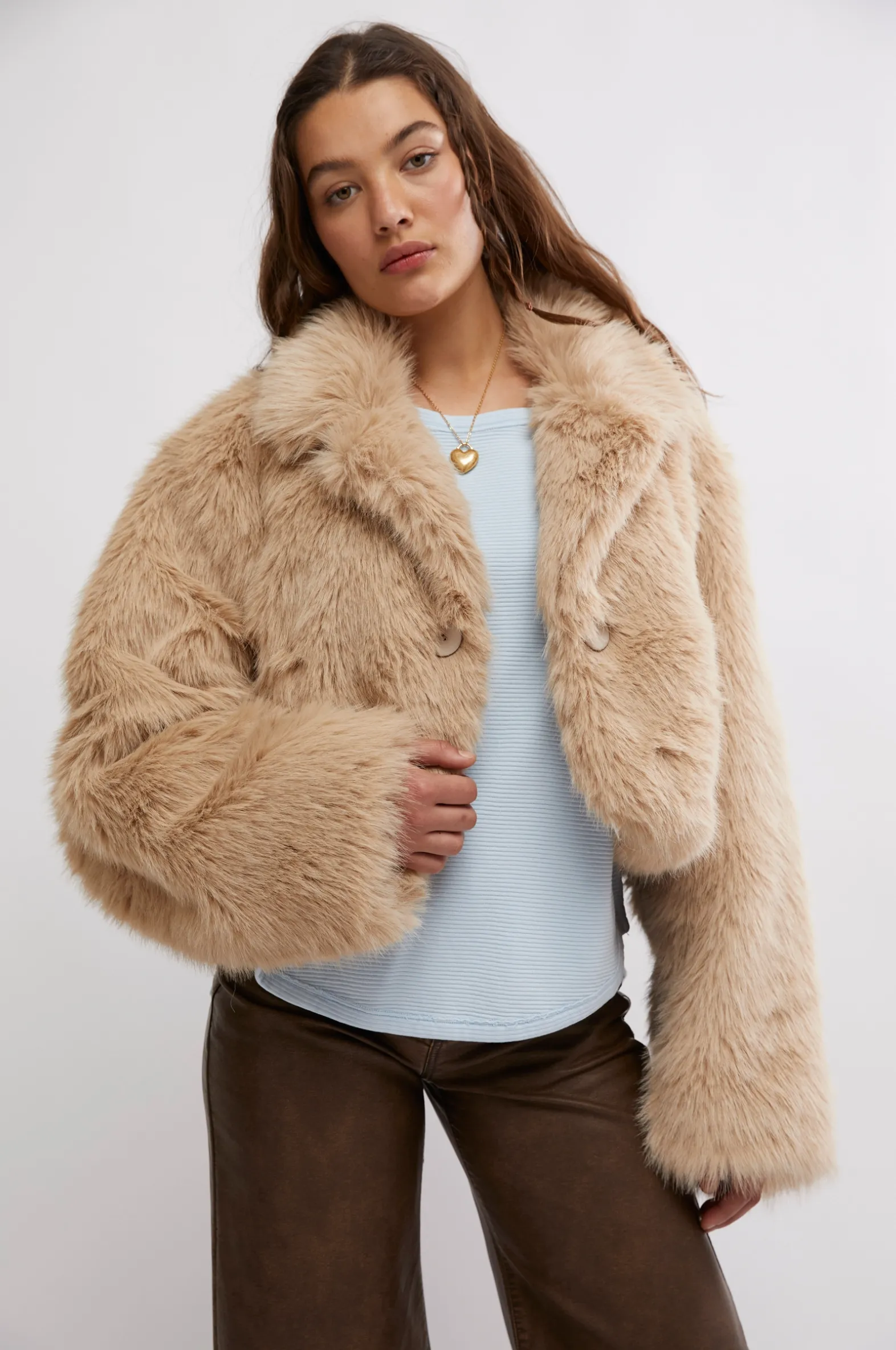 Free People Paris Cropped Fur Jacket