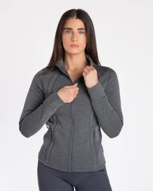 Full Zip Soft Scuba Jacket - Heathered Magnet