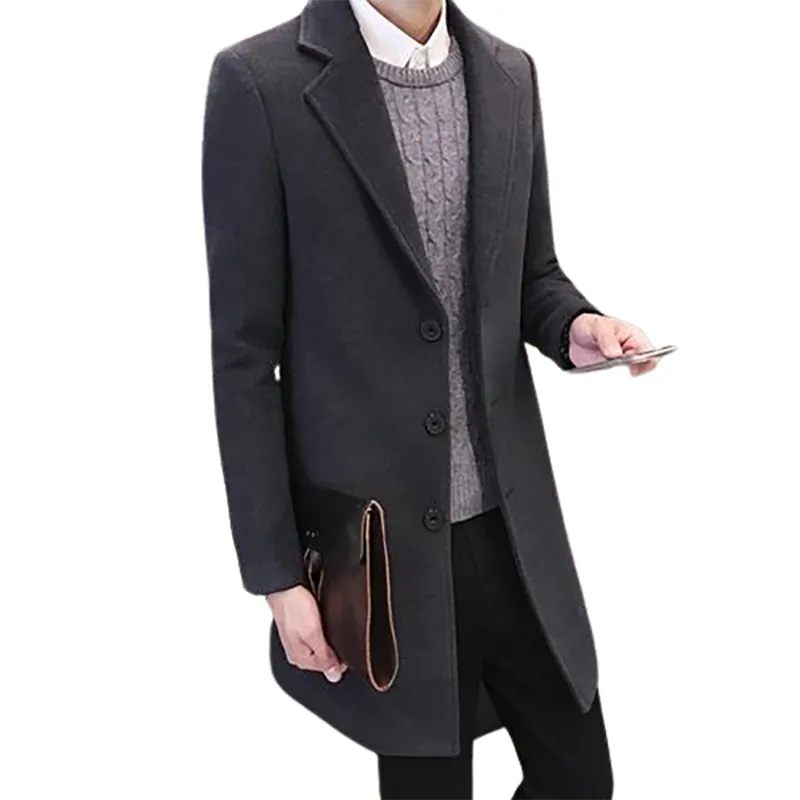 Funki Buys | Jackets | Men's Slim Fit Wool Blend Business Coat