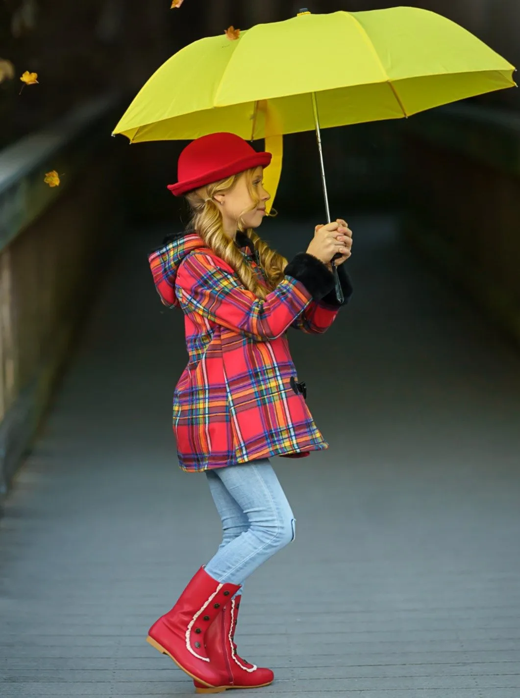 Girls Bundled Up Love Coat with Faux Fur Cuffs