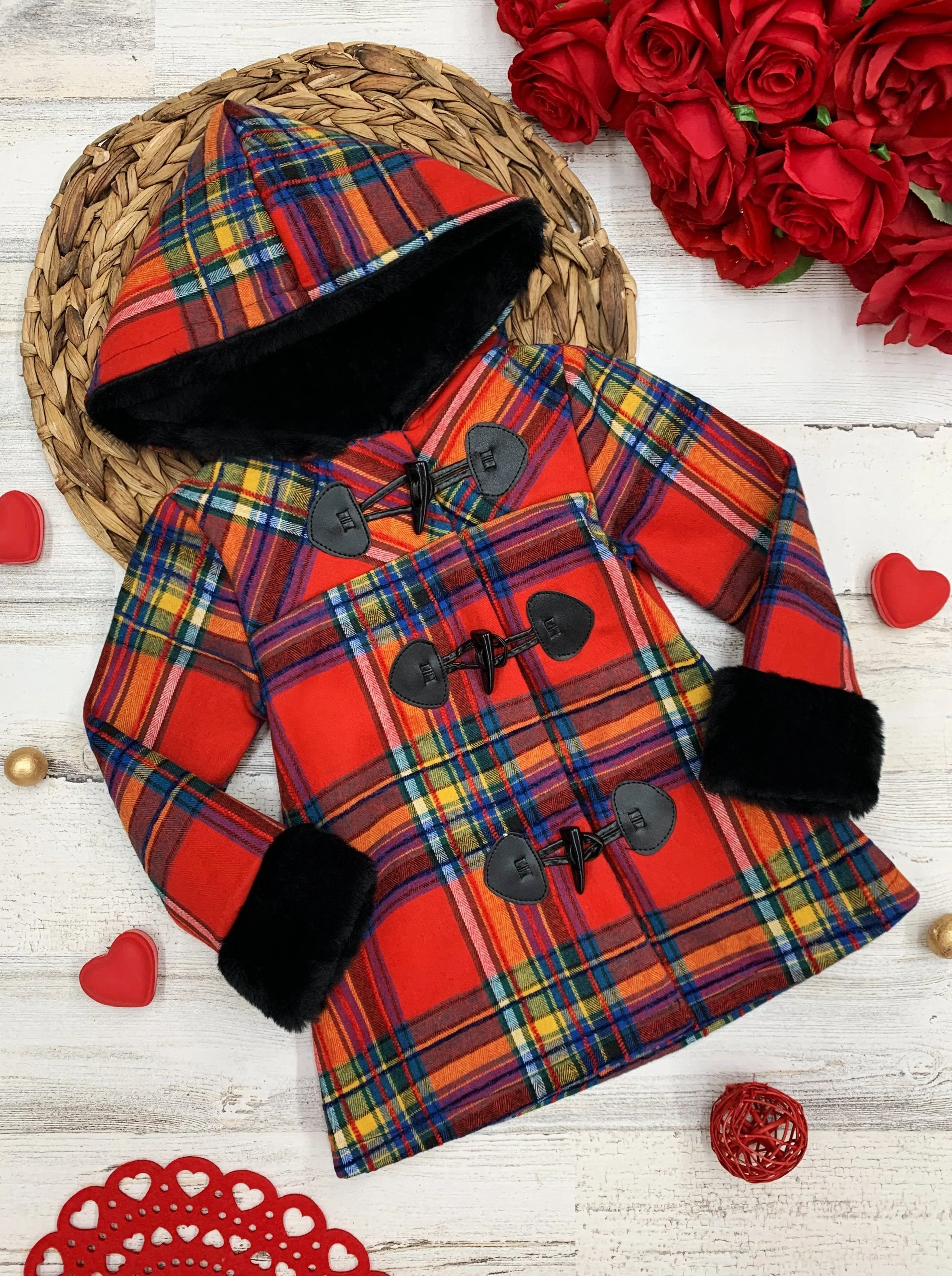 Girls Bundled Up Love Coat with Faux Fur Cuffs