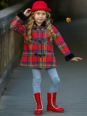 Girls Bundled Up Love Coat with Faux Fur Cuffs